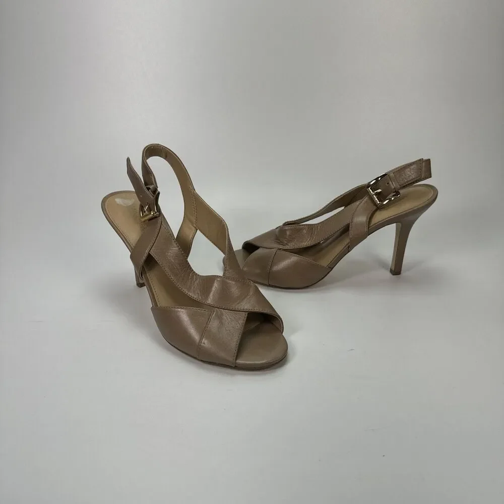 Michael Kors Dress HEELS,  Slingback, Becky Sandal Beige Tan Size 8.5